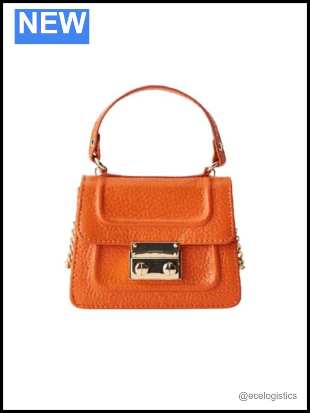 Italian Pebbled Leather Mini Sling Crossbody Bag Push-Lock Closure
